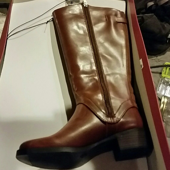 Merona Riding Tall Knee-High Boots, Cognac 7.5 / 8 - Picture 7 of 7